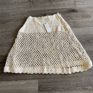 Anthropologie Cream Crochet A-Line Skirt